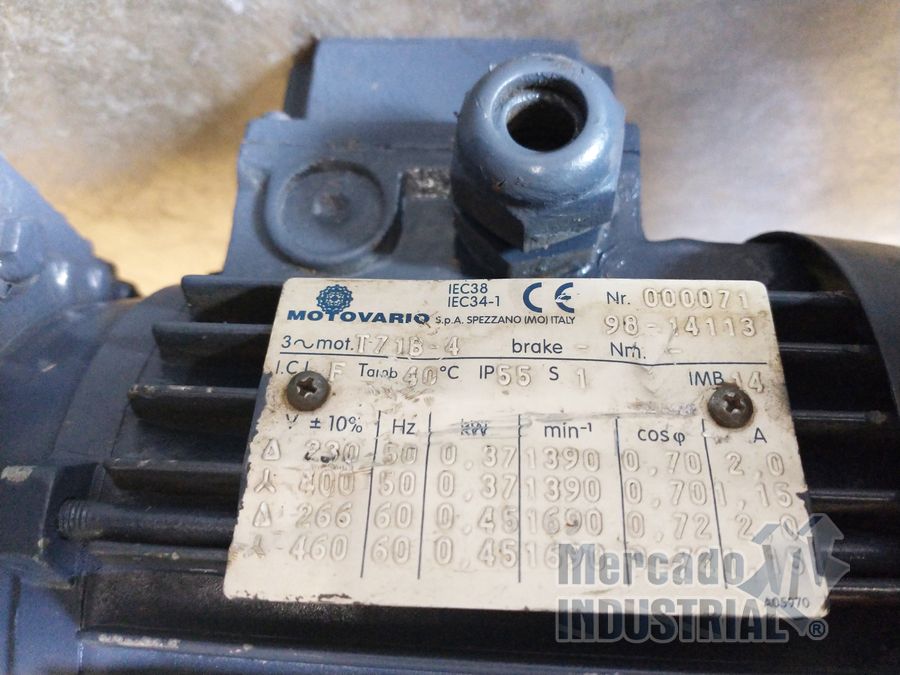Motovariador 0.37 - 0.45 kW Modelo T71B-4 Marca Motovario