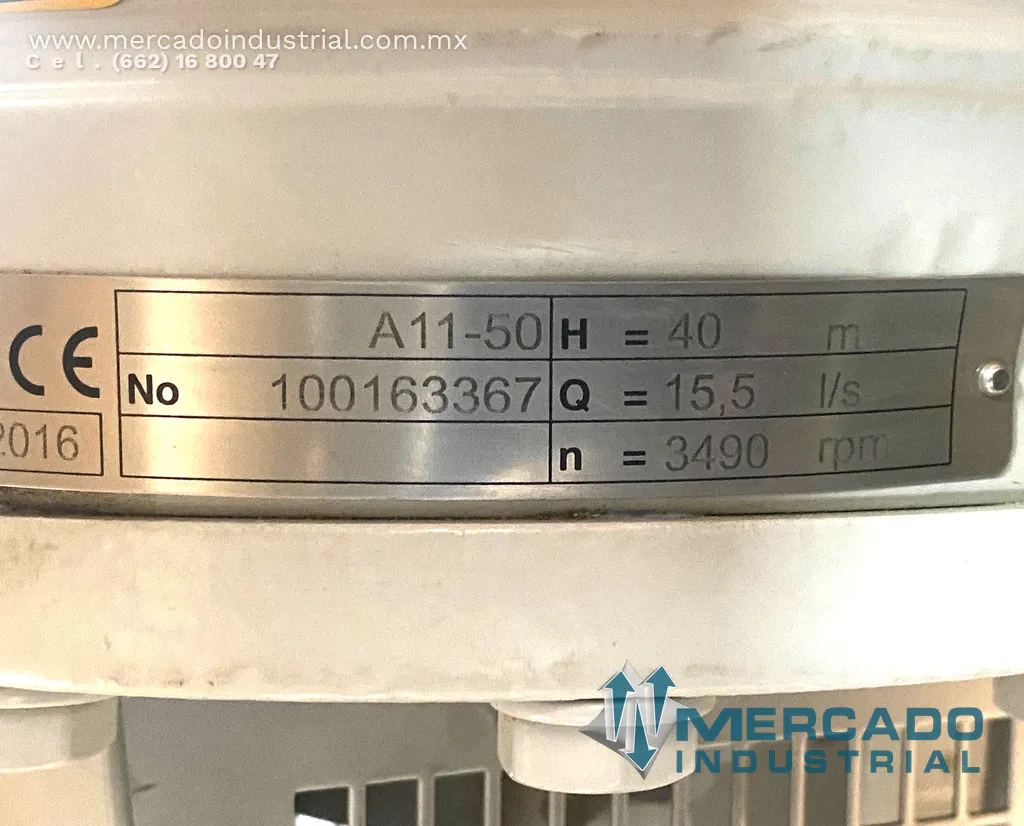 Bomba centrífuga 3490 RPM modelo A11-50 marca Sulzer