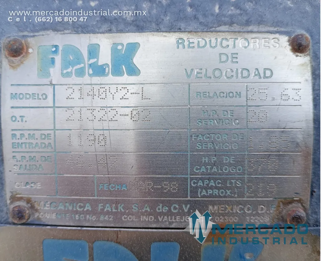 Reductor de engranes relación 25.63 modelo 2140Y2-L marca Falk