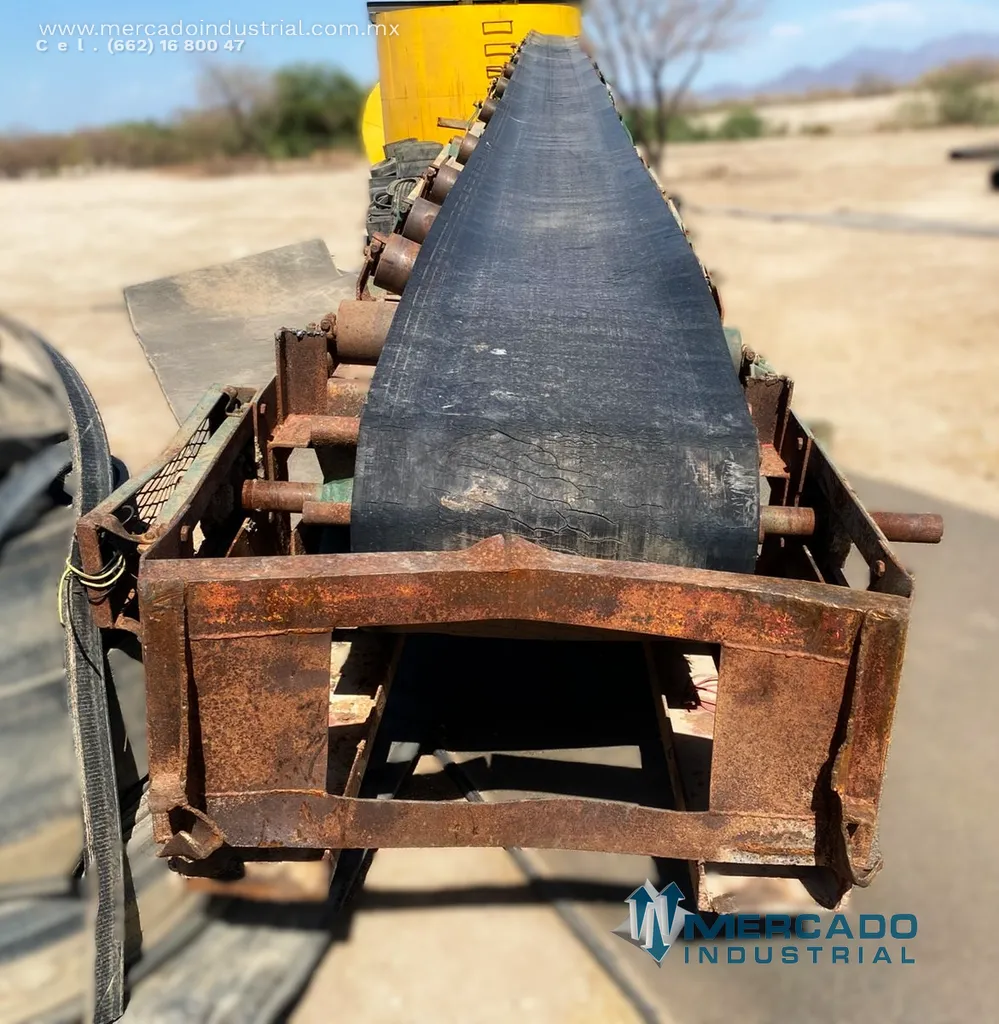 Banda transportadora móvil con chapulín de 24" x 20 m de largo marca Kolman
