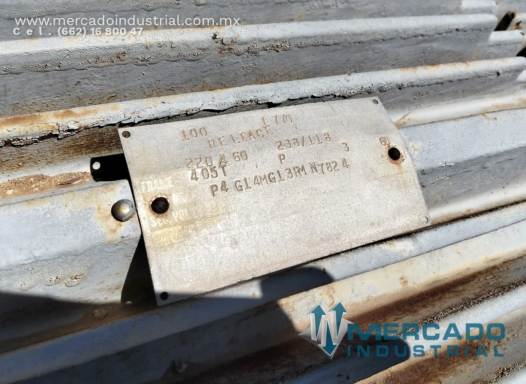 Motor eléctrico 100 HP 4 polos 1770 RPM marca RELIANCE