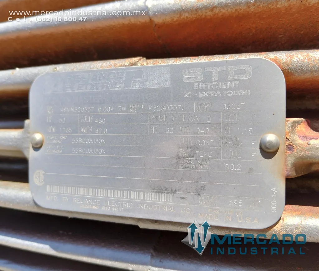 Motor eléctrico 50 HP 4 polos 1765 RPM marca RELIANCE