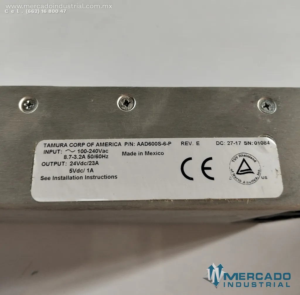 Fuente de potencia 240 VAC 8.7-3.2 A parte AAD600S-6-P marca Tamura