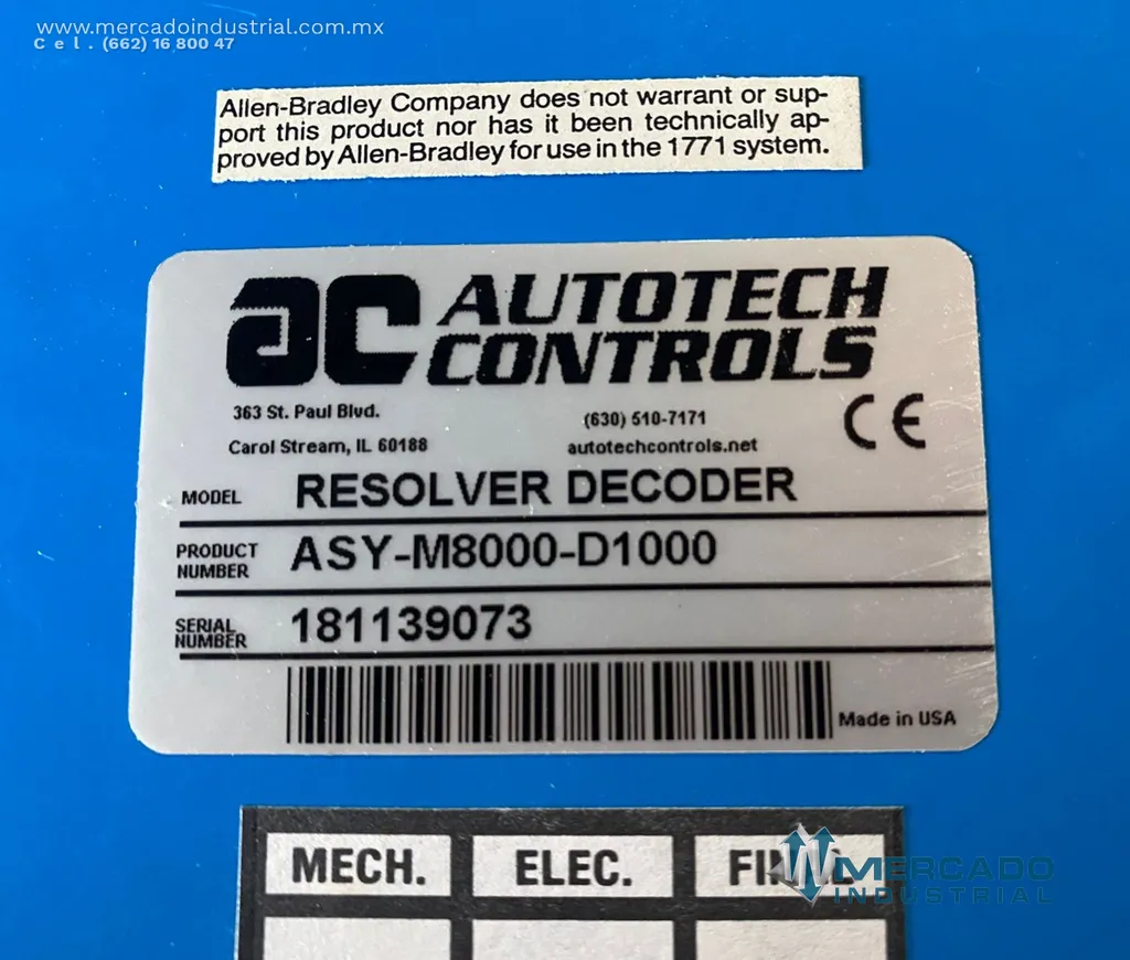 Módulo decodificador 12 V DC modelo ASY-M8000-D1000 marca Autotech Controls