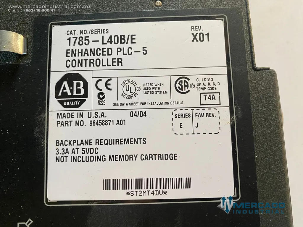 Módulo analógico controlador programable 3.3A 5V parte 1785-L40B/E marca Allen Bradley
