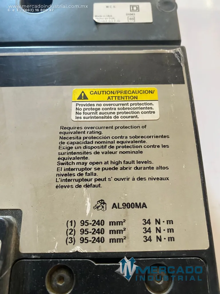Interruptor 1000 AMP 600V 1 polo modelo MHL3600M1364 marca Square D