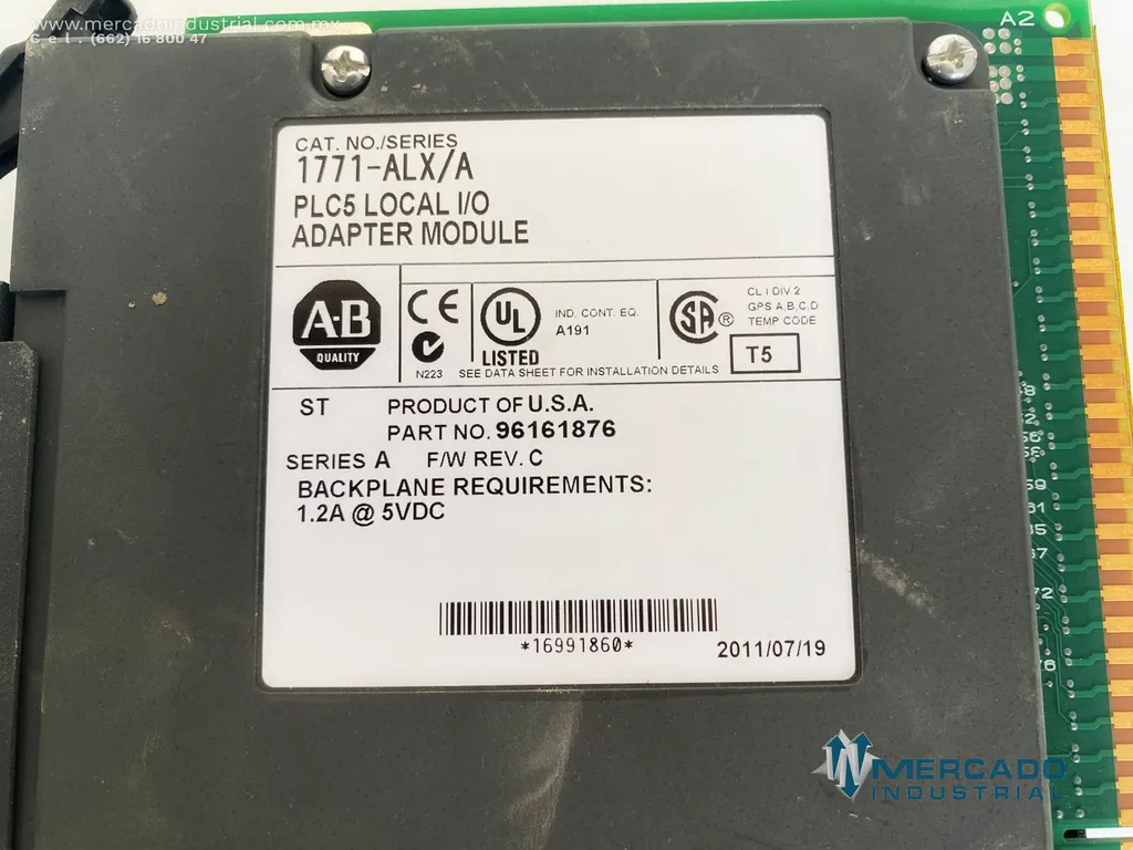 Módulo analógico programable 1.2 A 5 VDCV parte 1771-ALX/A marca Allen Bradley