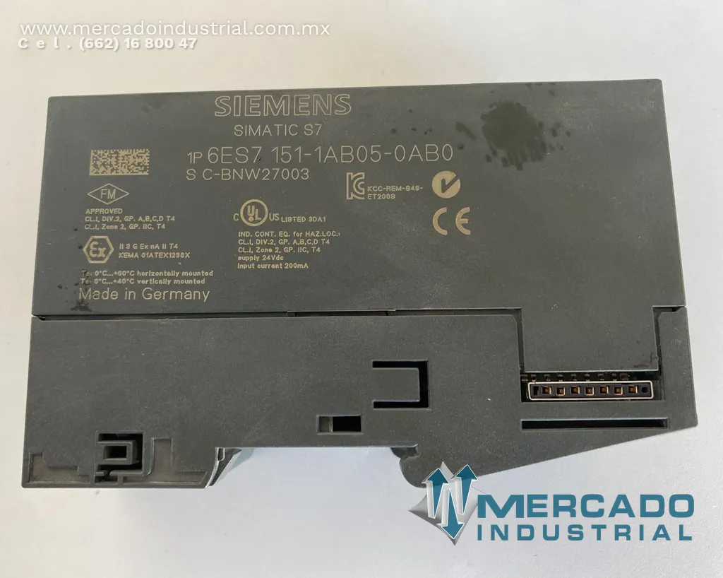 Módulo interfaz 24 V DC Simatic S7 parte 6ES7151-1AB05-0AB0 marca Siemens