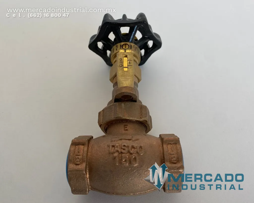 Válvula de aguja de bronce 1/2" 150 PSI parte 4445 marca Tasco