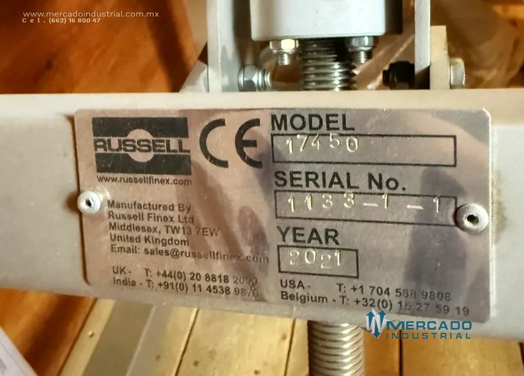 Separador centrifugo liquido-solido modelo 17450 marca Rusell Finex