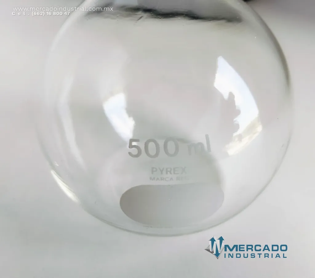Matraz balón de vidrio 500 ml marca Pyrex