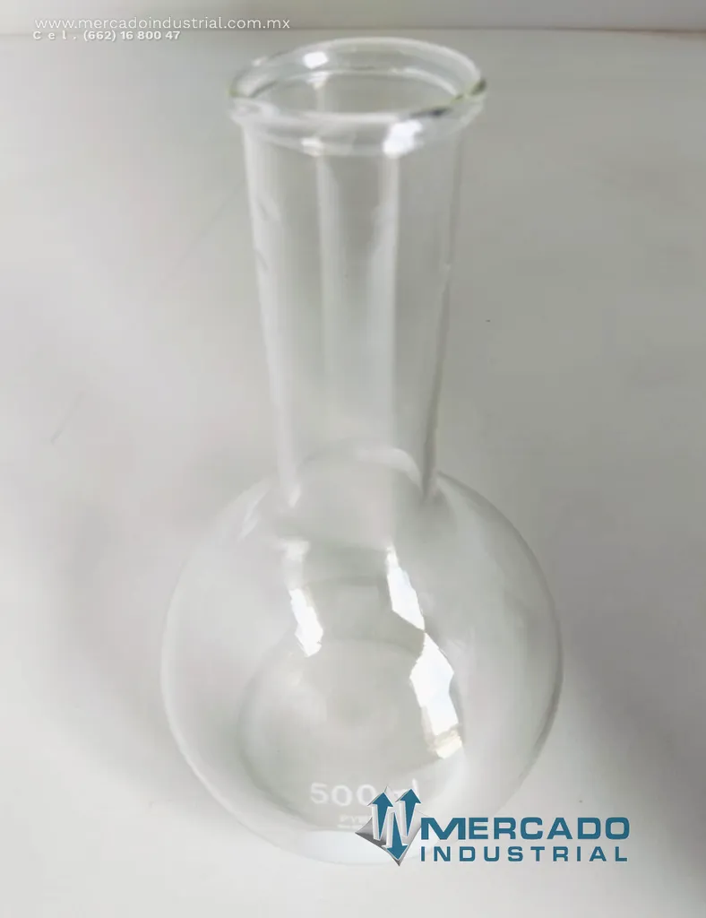 Matraz balón de vidrio 500 ml marca Pyrex