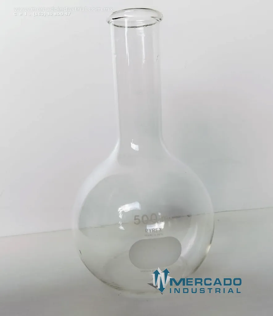 Matraz balón de vidrio 500 ml marca Pyrex