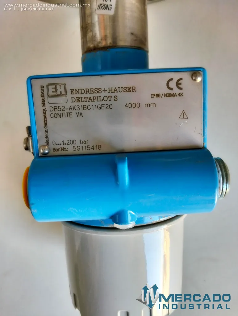 Sensor de nivel hidrostático con cable para tanques 0.1 bar a 10 bar modelo Deltapilot S DB52A marca ENDRESS+HAUSER