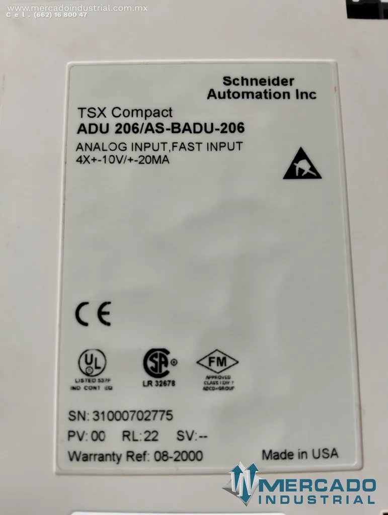 Módulo de entrada analógica modelo AS-BADU-206 marca Schneider Electric