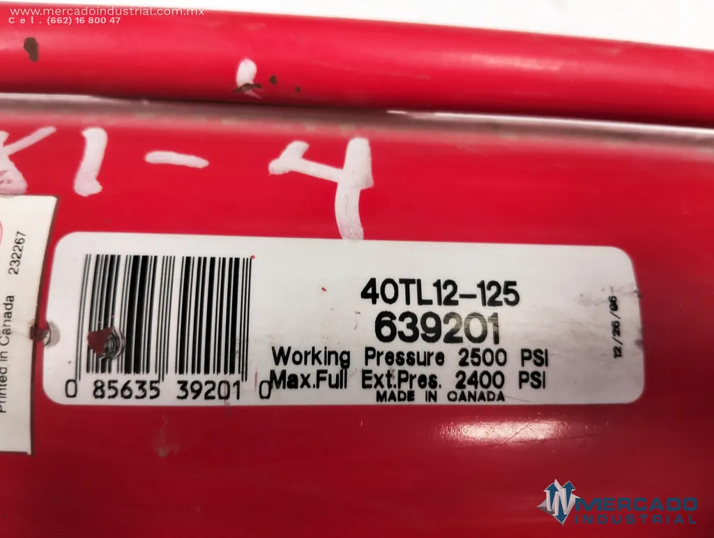 Cilindro hidráulico 24" 2500 PSI modelo 40TL12-125 marca Lion