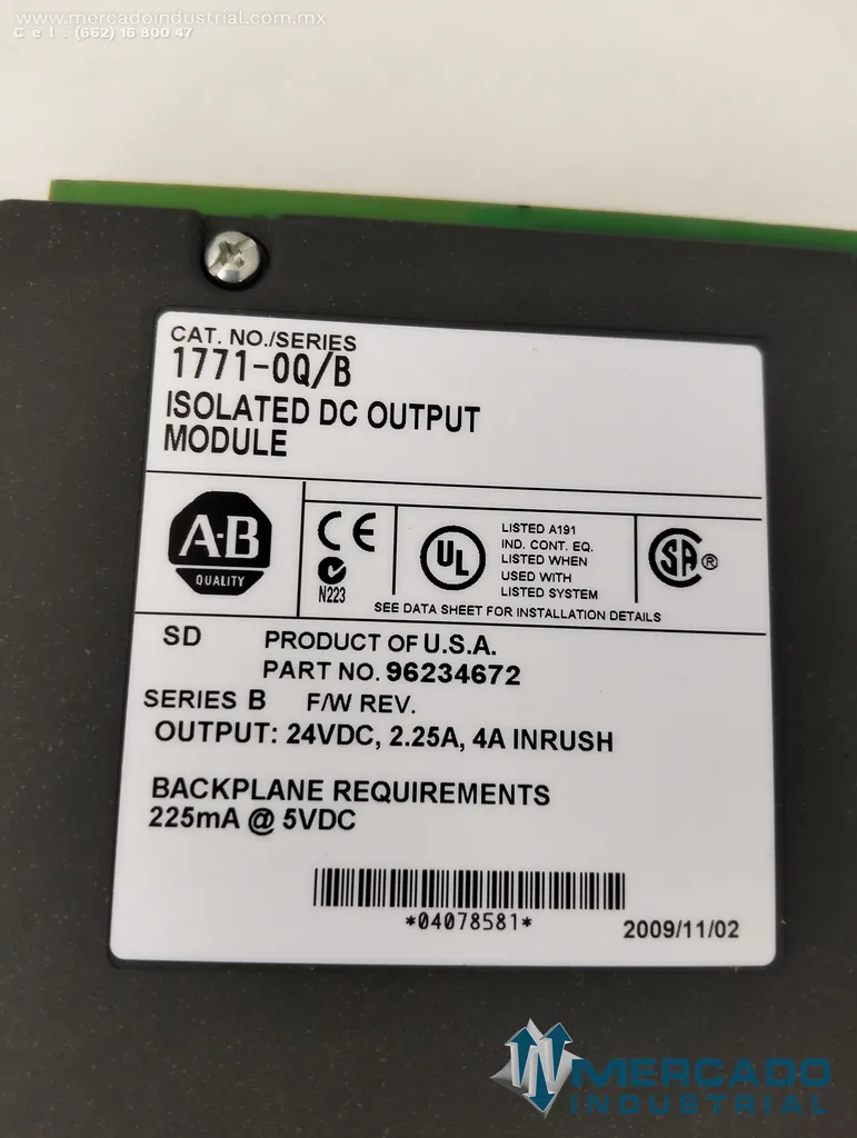 Modulo de salida digital aislada 24V modelo 1771‑OQ serie B marca Allen-Bradley