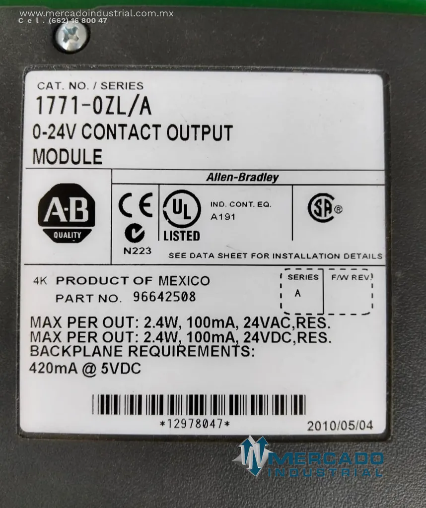 Módulo electrónico 24VAC modelo 1771-0ZL/A marca Allen-Bradley