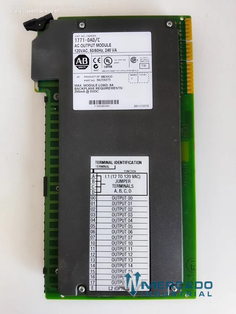 Modulo electrónico 120 vac modelo 1771-0AD/C marca Allen-Bradley