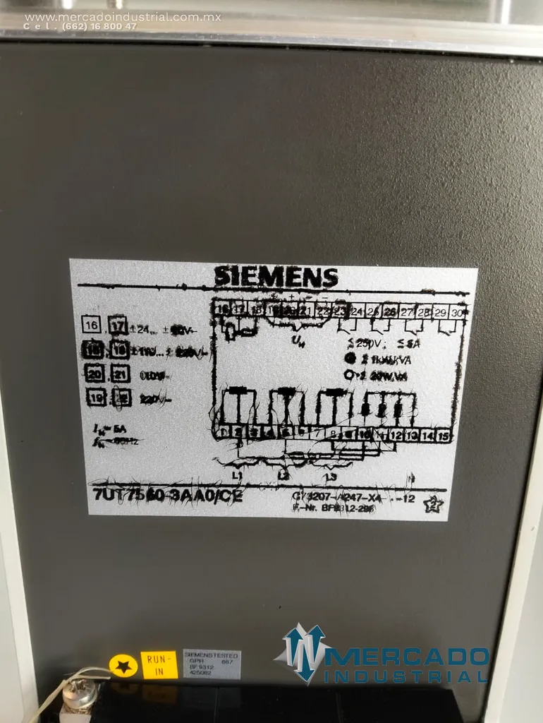 Relay protección diferencial 1A o 5A 250V modelo 7UT7560-3AA0/CE marca Siemens