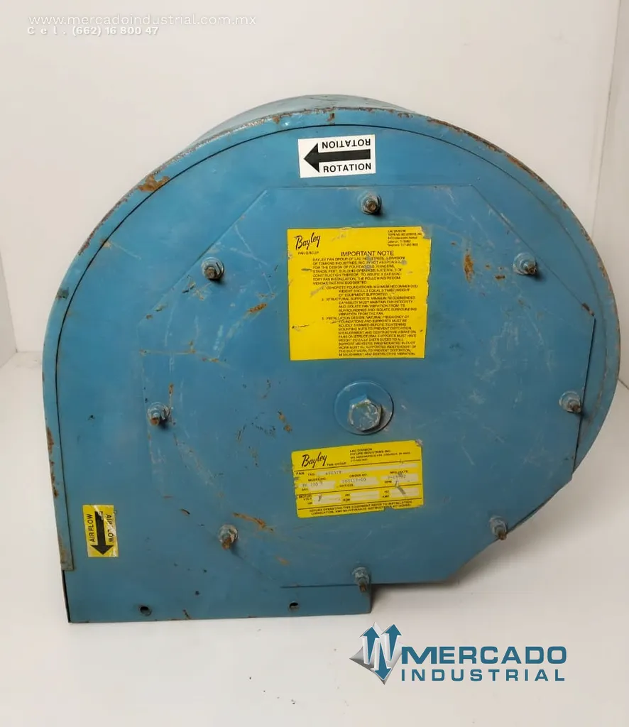 Ventilador centrífugo industrial modelo FC 105 marca Bayley
