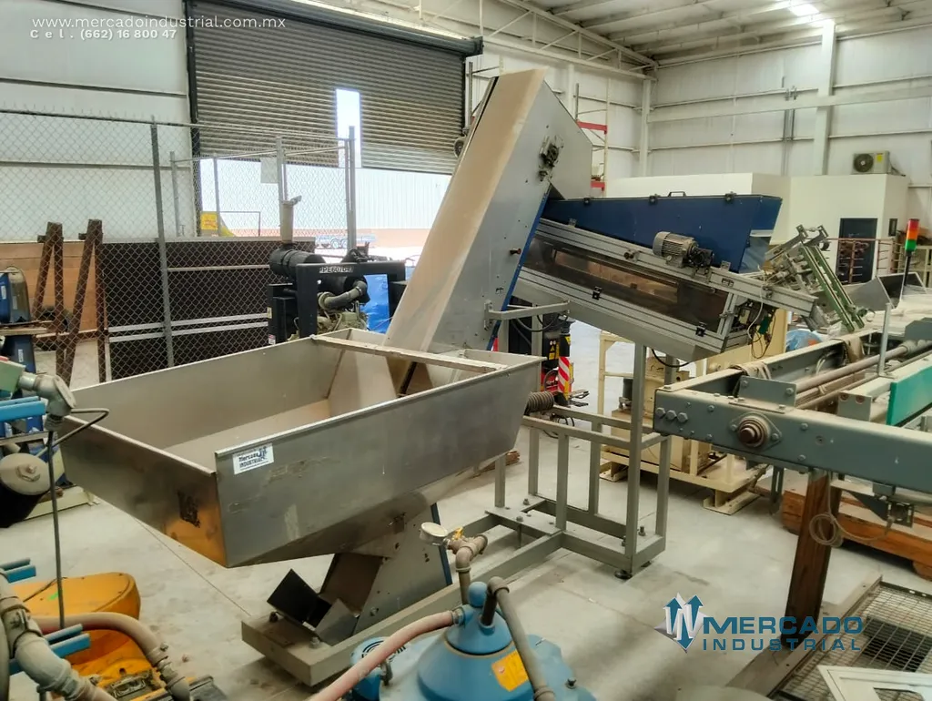 Banda transportadora pellet con tolva de acero inoxidable marca RODANT