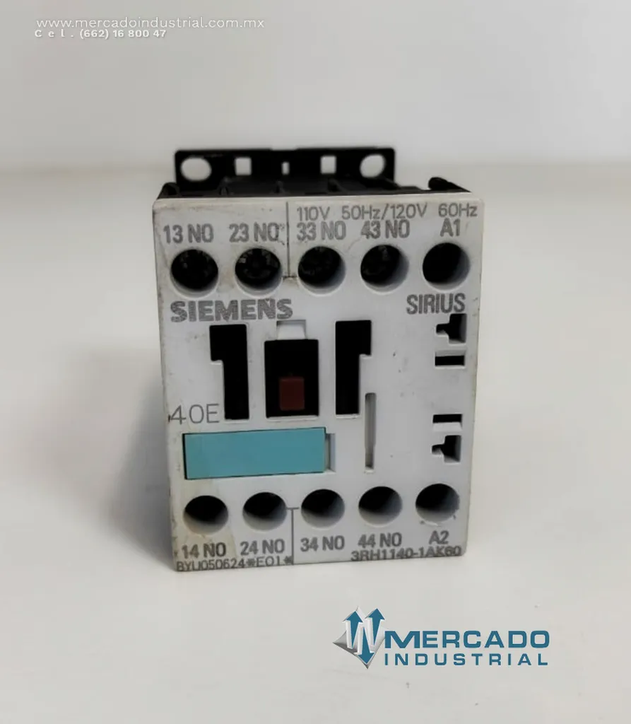 Contactor auxiliar de 4 contactos 10 AMP 690V modelo 3RH1140-1AK60 marca SIEMENS
