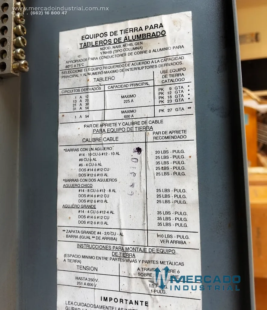 Gabinete 15 circuitos 480/277 V AC parte 73462-435-01 marca SQUARE D