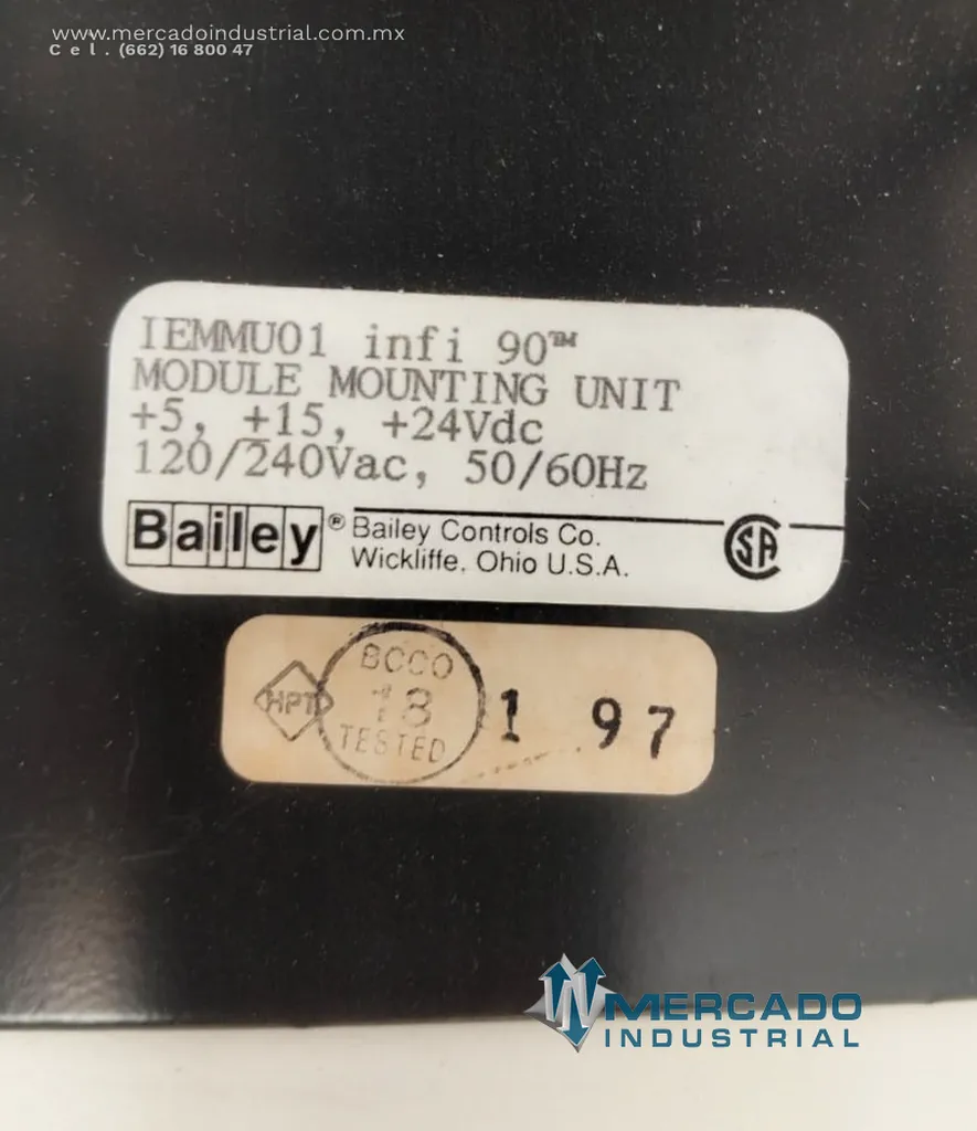 Unidad de montaje de módulos modelo IEMMU01 marca BAILEY