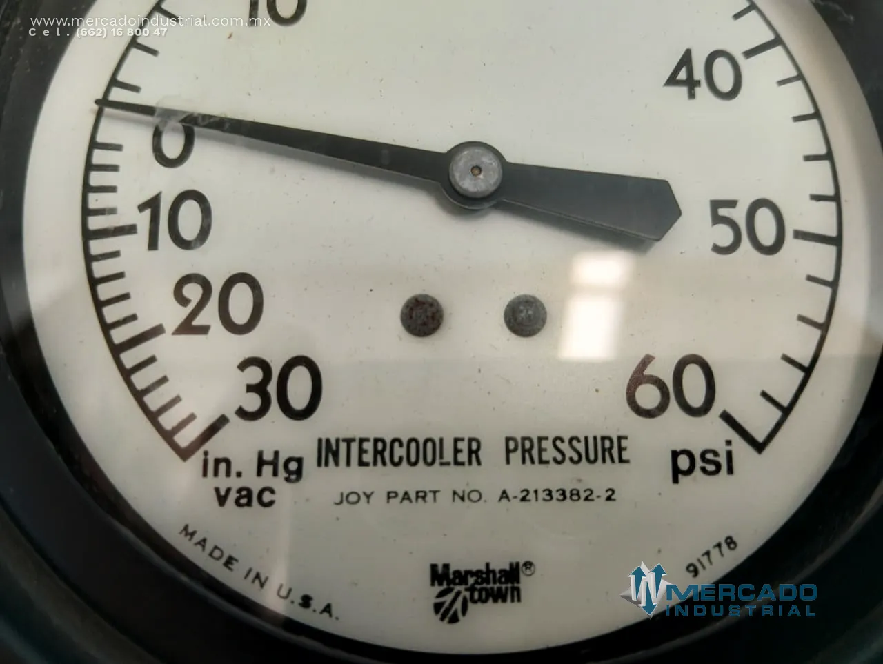 Manómetro combinado de vacío y presión 30 inHG-60 PSI parte A-213382-2 marca MARSHALLTOWN