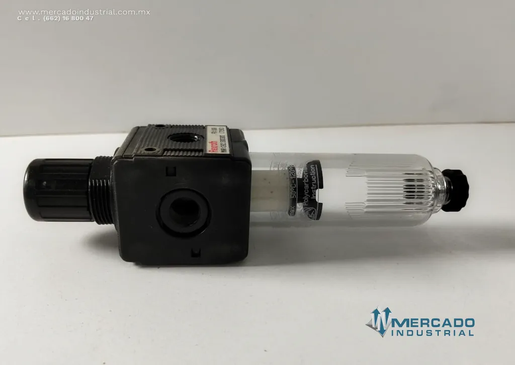 Filtro regulador de aire neumático 230 PSI con manómetro modelo 0821300300 marca Rexroth