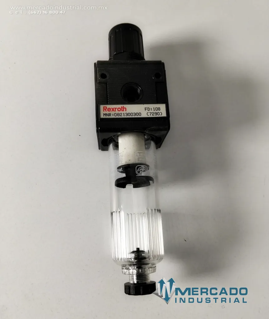 Filtro regulador de aire neumático 230 PSI con manómetro modelo 0821300300 marca Rexroth