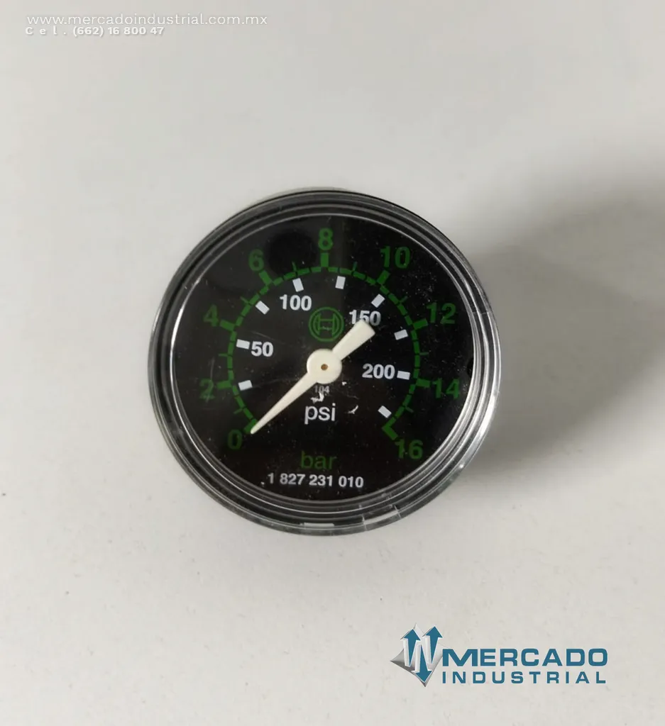 Filtro regulador de aire neumático 230 PSI con manómetro modelo 0821300300 marca Rexroth