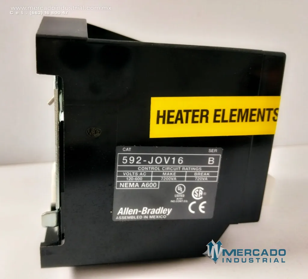 Relé de sobrecarga térmico 120-600 V AC modelo 592-J0V16 marca Allen Bradley