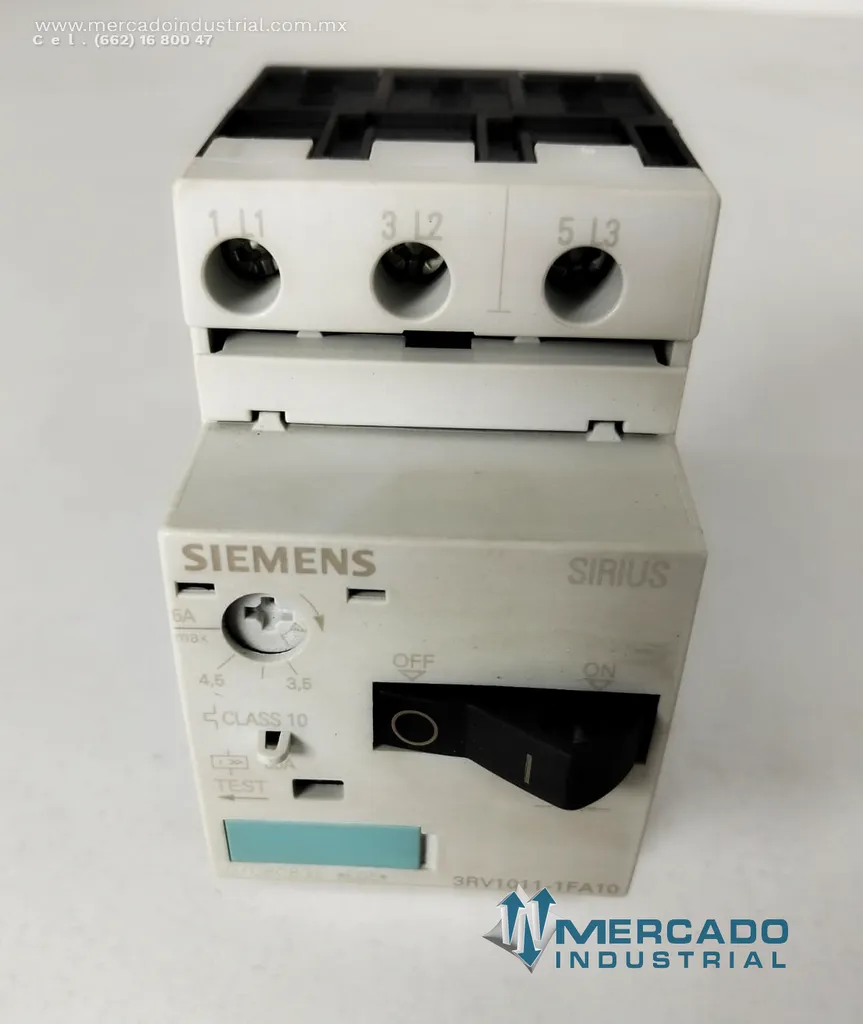 Interruptor guarda motor 5 A 690V modelo 3RV1011-1FA10 marca Siemens