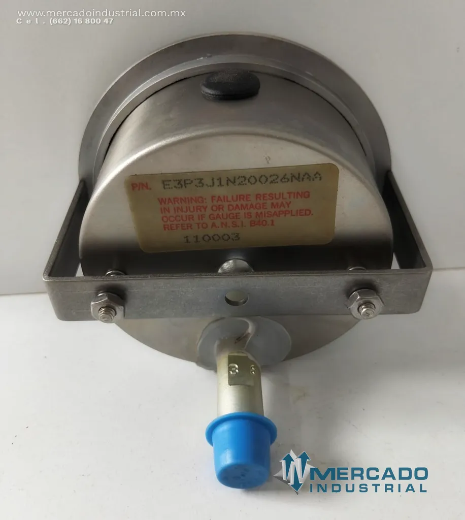 Manómetro de presión 3000 PSI parte E3P3J1N20026NAA marca Bucyrus