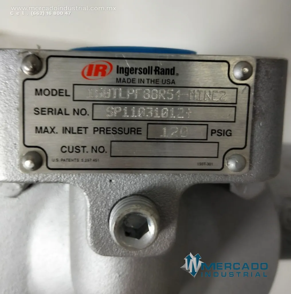 Arrancador neumático de turbina 120 PSIG modelo 150TLPF88R54-MINE2 marca Ingersoll Rand