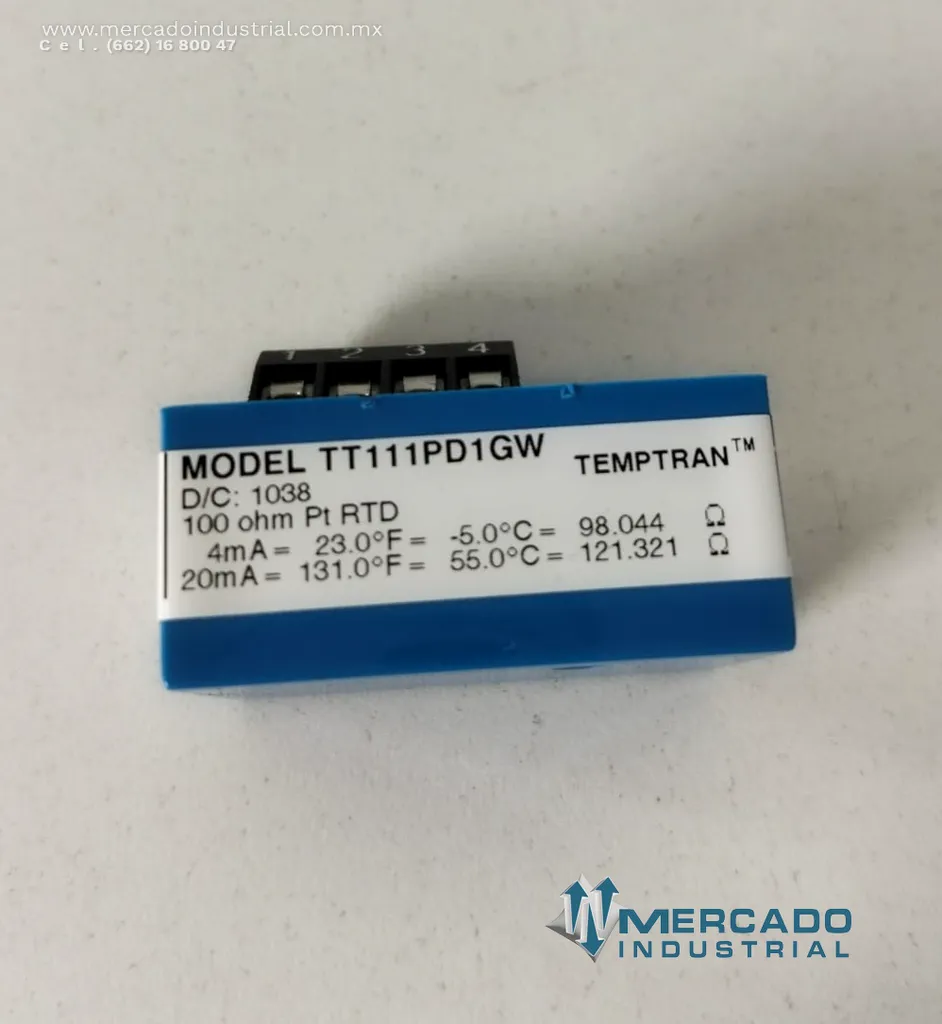 Transmisor de temperatura 20 MA 35 VDC modelo TT111PD1GW marca MINCO
