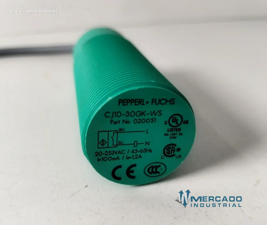 Sensor de proximidad capacitivo 1.2 A 253 VAC modelo CJ10-30GK-WS marca Pepperl+Fuchs