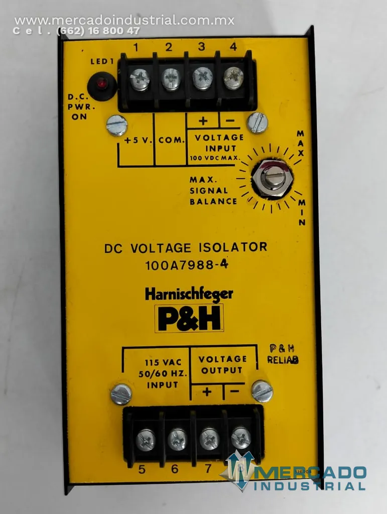 Aislador de voltaje 115 VAC parte 100A7988-4 marca P&H