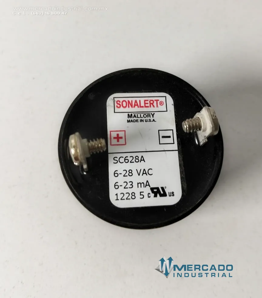 Zumbador eléctrico (Buzzer) 23 mA 28 VAC modelo SC628A marca Sonalert