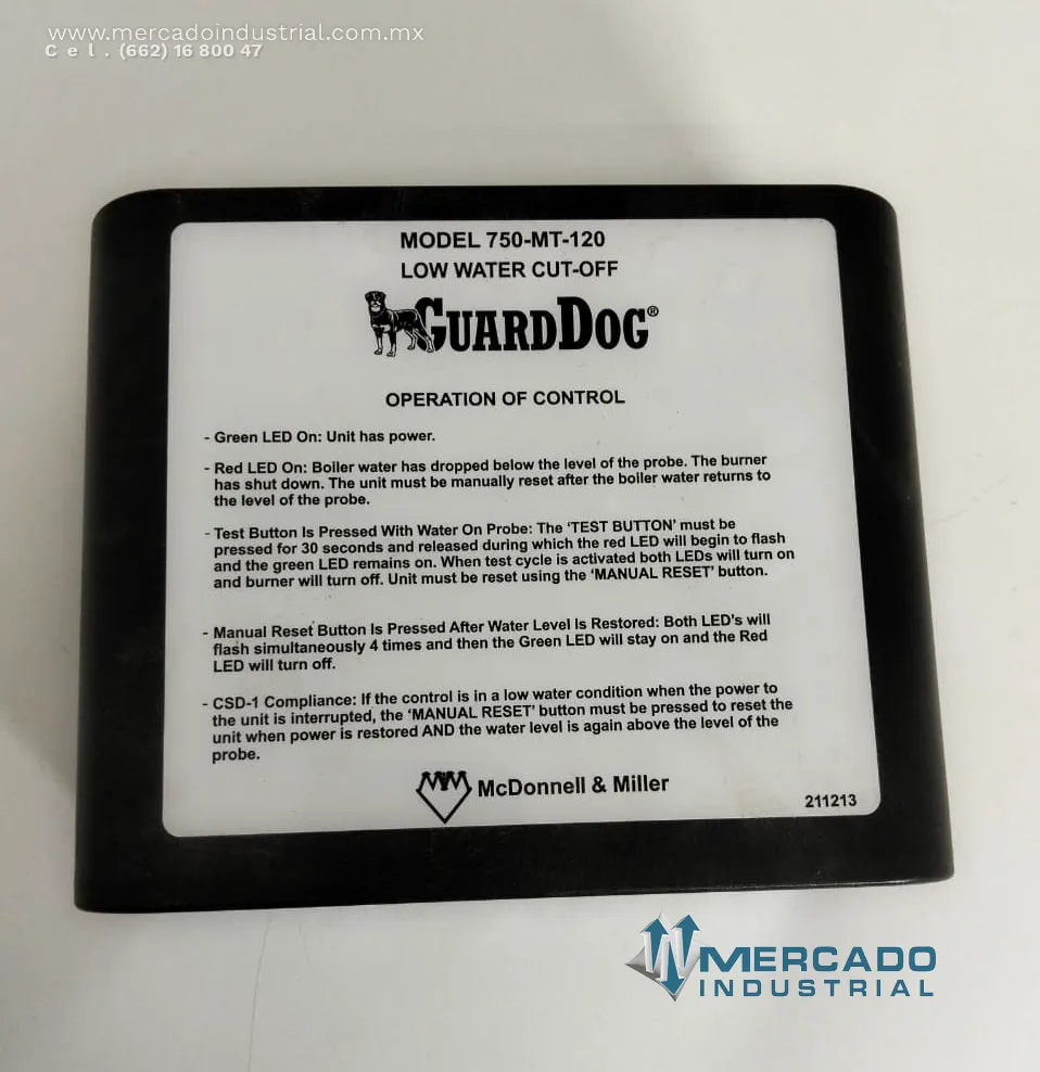 Low water cut-off 120 V AC modelo GUARDDOG 750 MT-120 marca MCDONNELL & MILLER