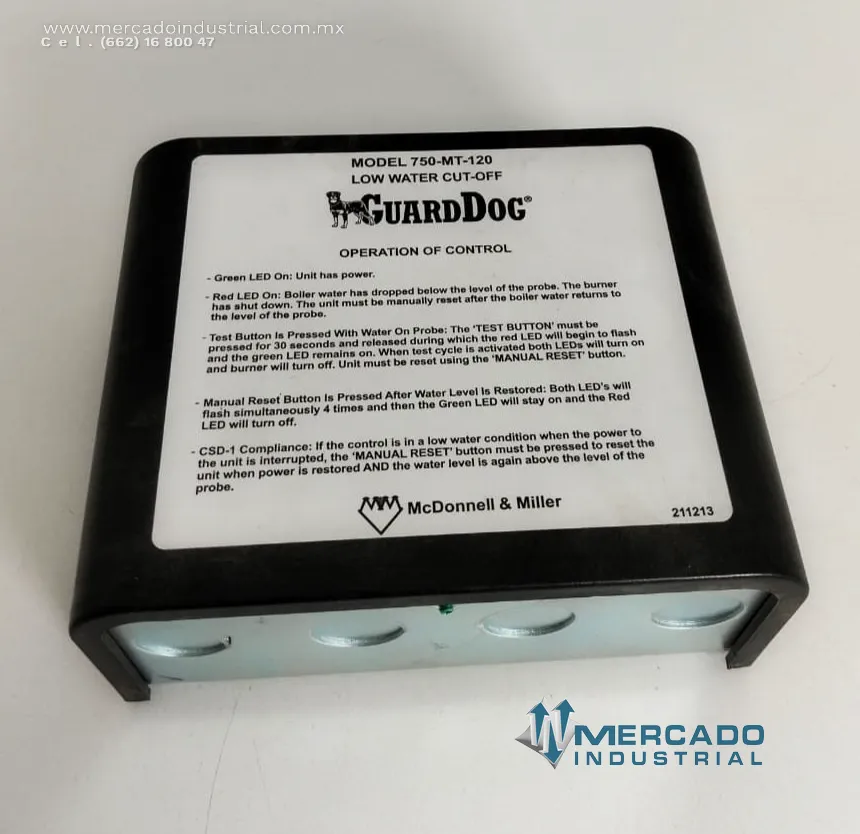 Low water cut-off 120 V AC modelo GUARDDOG 750 MT-120 marca MCDONNELL & MILLER