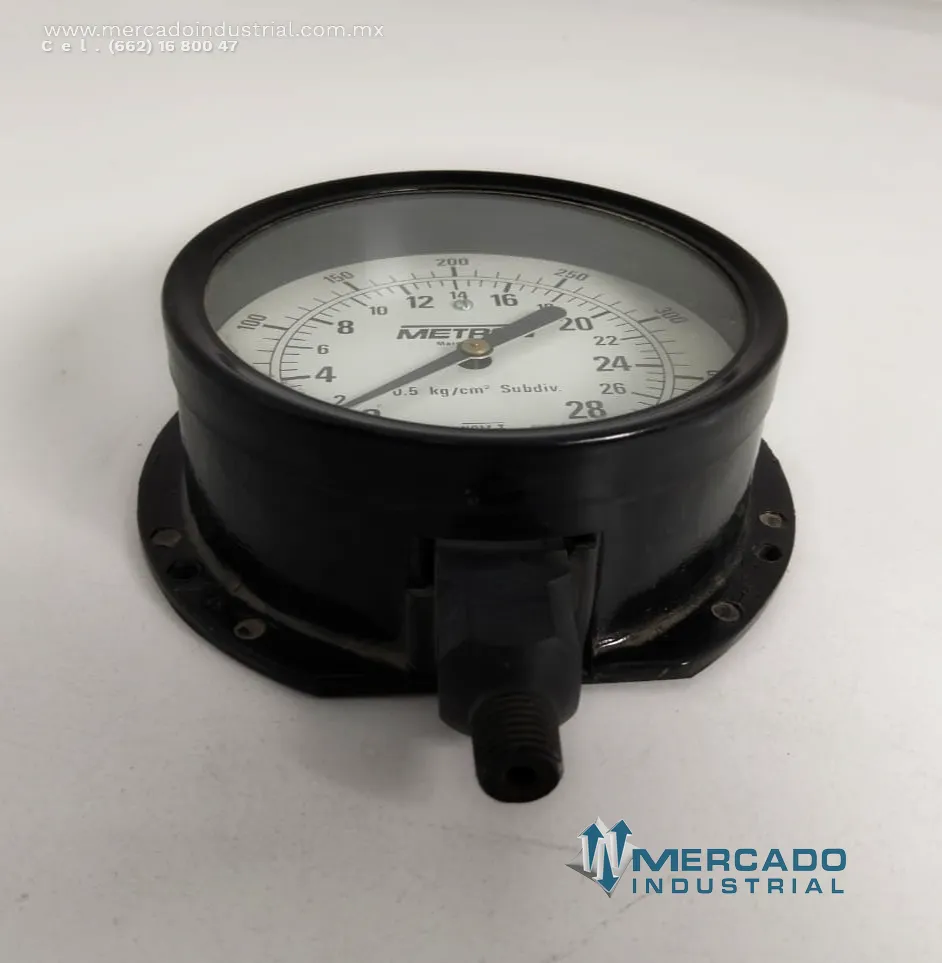 Manómetro de presión 400 PSI-28 kg/cm² marca METRON