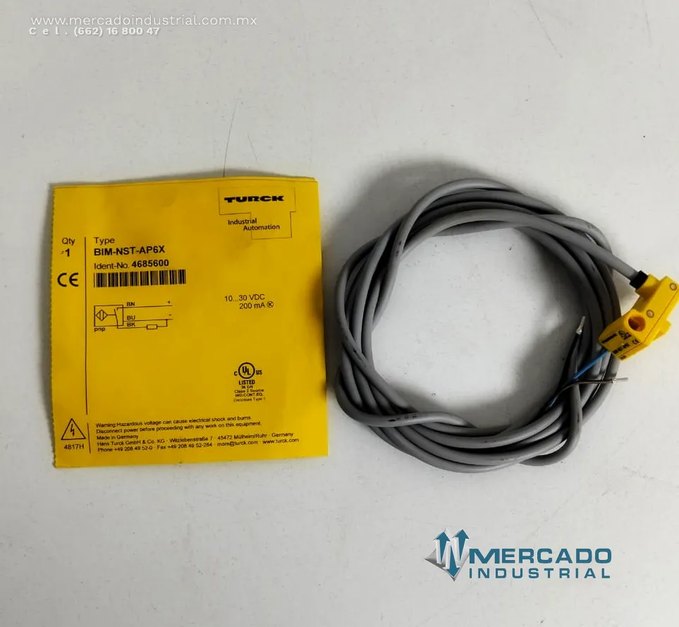 Sensor magnético de posición 10-30 V DC 200 mA modelo BIM-NST-AP6X marca TURCK