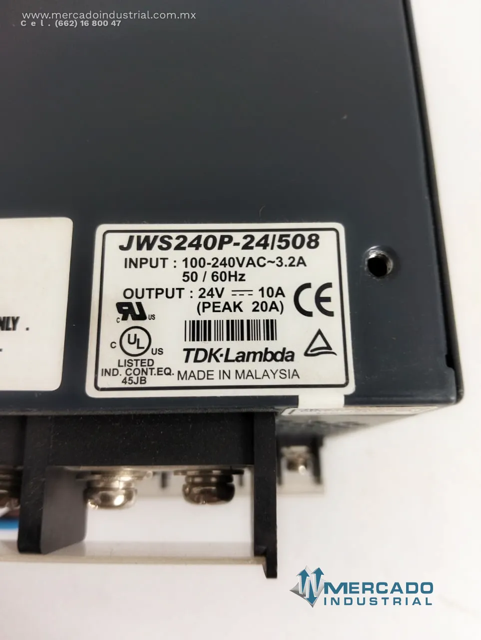 Fuente de poder industrial 100-240 V 3.2 A modelo JWS240P-24/508 marca TDK-Lambda
