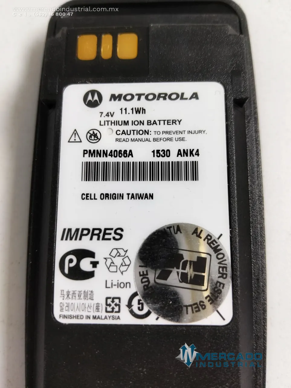 Batería recargable para radio 7.4 V modelo PMNN4066A marca Motorola