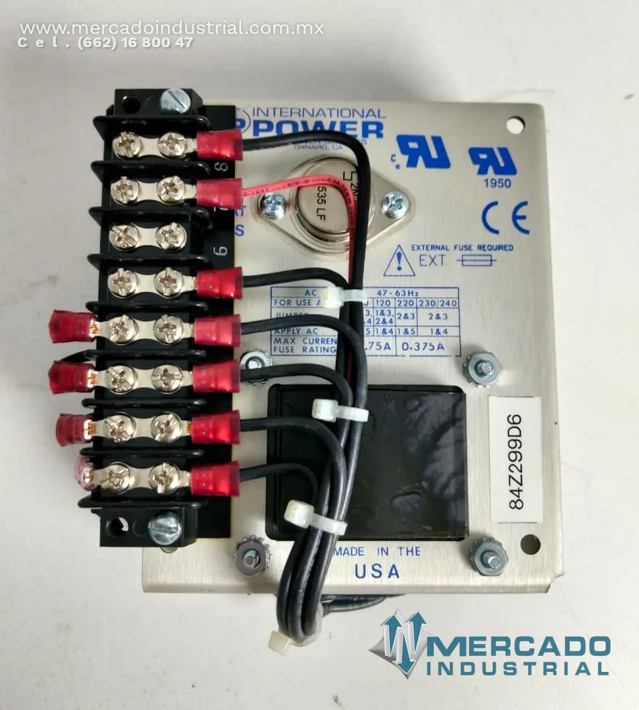 Fuente de poder regulada 0.375A 240 V parte 842299D6 marca International Power Supplies