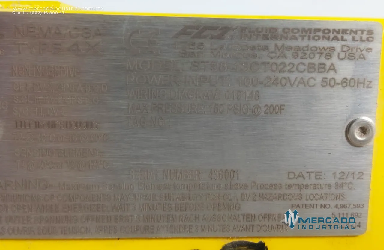 Medidor de flujo másico por dispersión térmica 150 PSI modelo ST98-FLEXMASSTER marca FCI