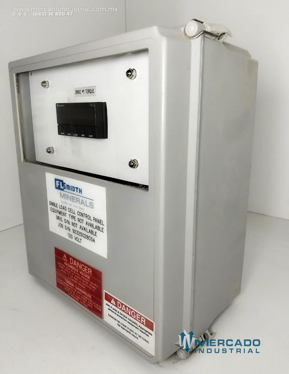 Panel de control industrial para celda de carga 120 V serie 9232502803A marca FLSMIDTH MINERALS